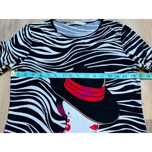 Y2K Peter Nygard Slinky Blouse Zebra Print Long Sleeve Top Lady Design S/M - Picture 5 of 8